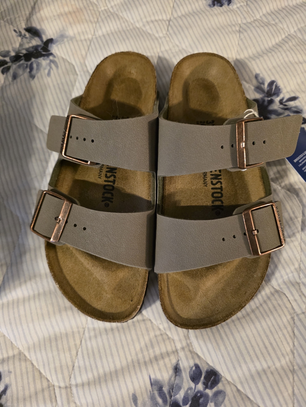 Birkenstock Arizona Sandal in Light Grayish-Taupe with Buckles
